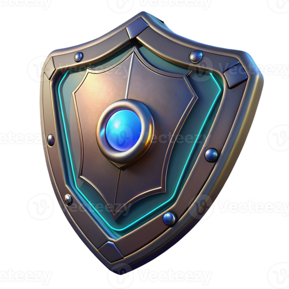 ethereal vibrant Futuristic shield, energy field, metallic plating with Transparent Background authentic png