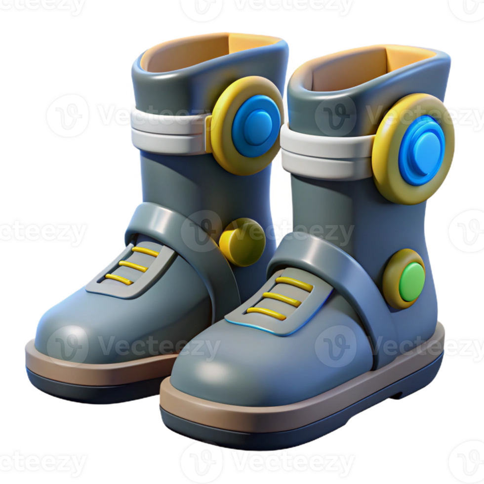 dramatic playful traditional Gravity boots with magnetic soles and power indicator with Transparent Background detailed png
