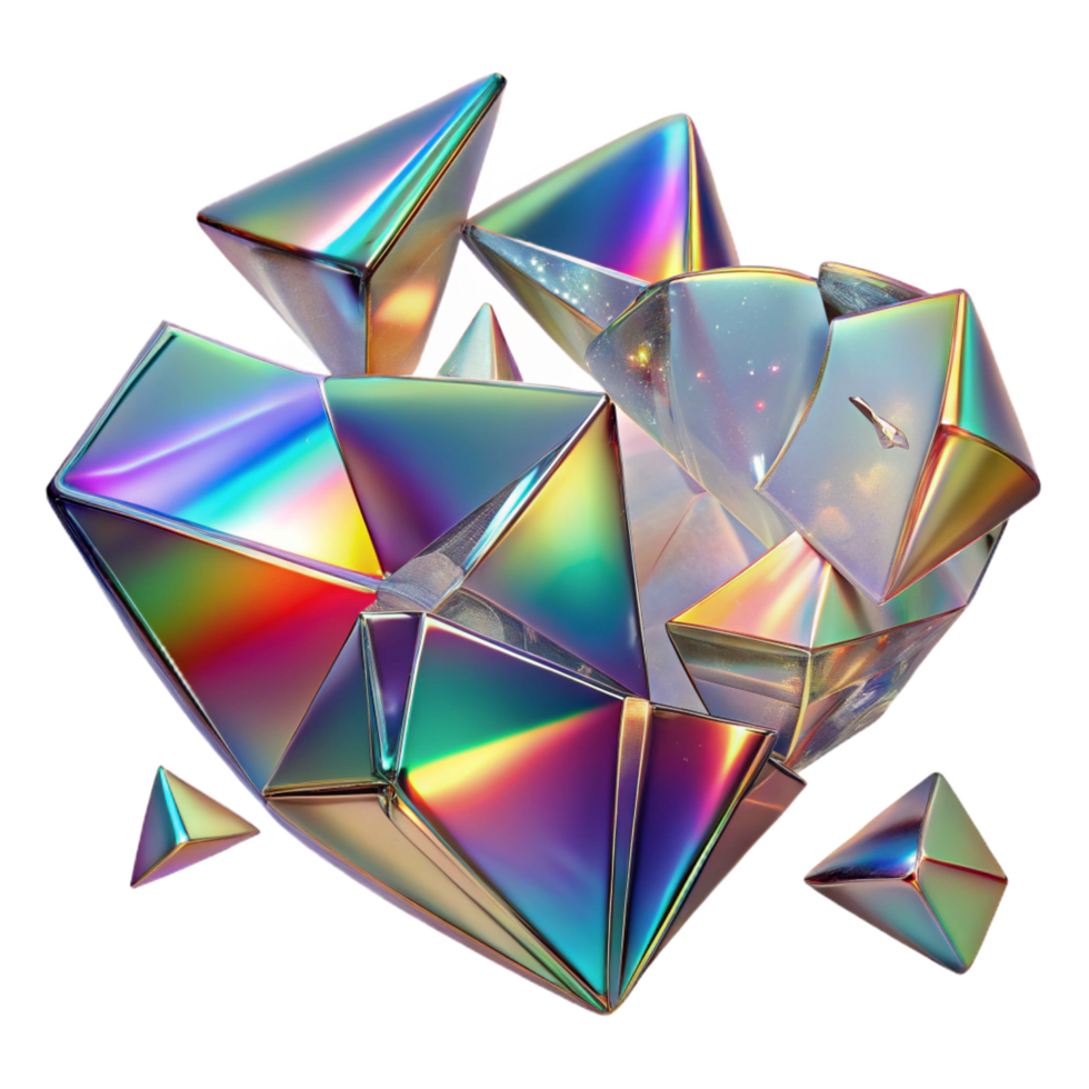 beautiful modern Shattered Fragments of Iridescent Glass detailed png