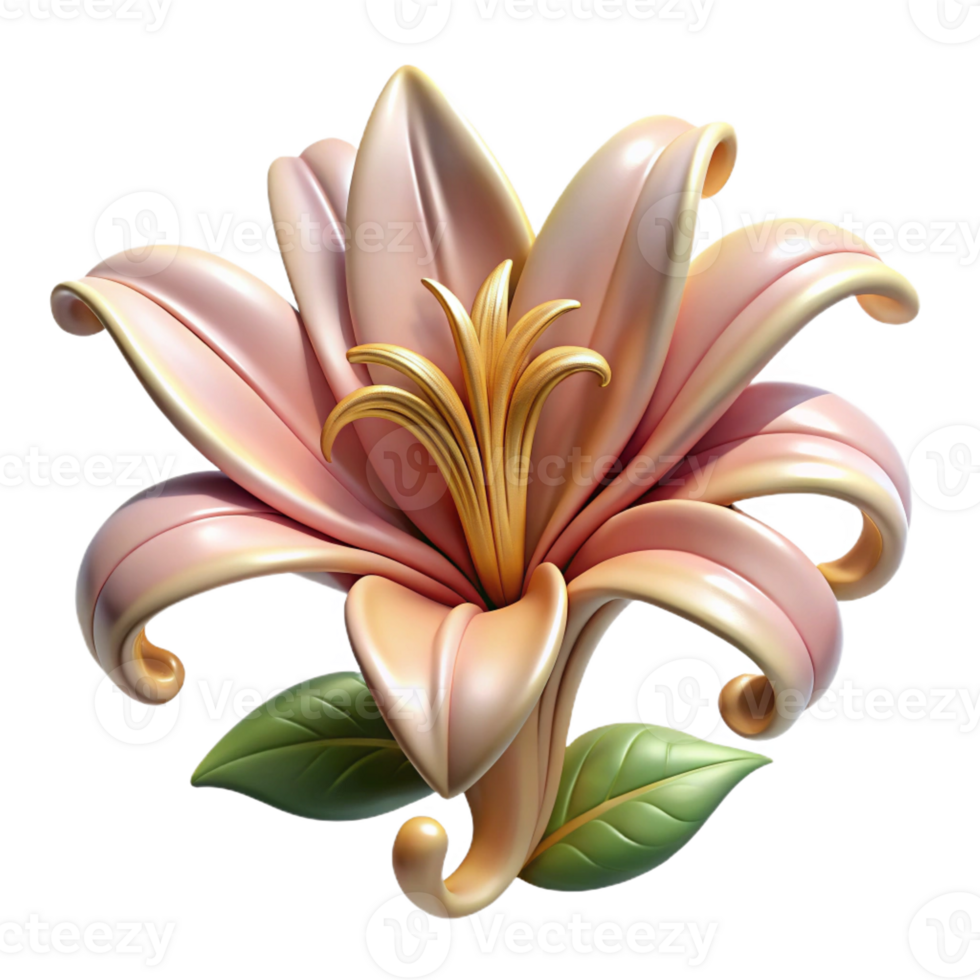 energetic magnificent Ultra-detailed, photorealistic isolated cutout, Art Nouveau wallpaper sample, featuring repeating pattern of stylized lilies with Transparent Background masterfully captured png