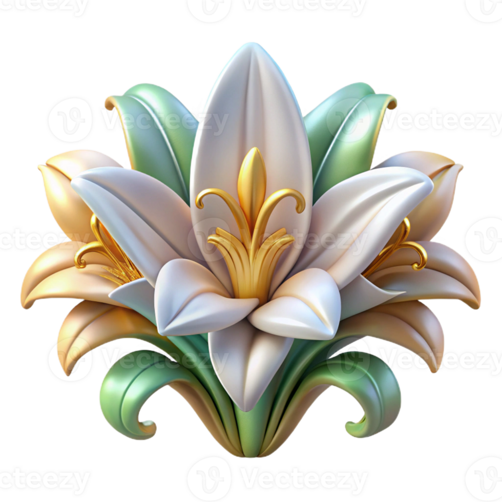 acclaimed baroque Ultra-detailed, photorealistic isolated cutout, Art Nouveau wallpaper sample, featuring repeating pattern of stylized lilies with Transparent Background original png