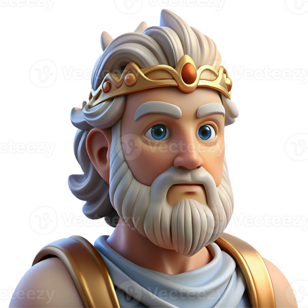 beautiful bohemian Zeus, King of the Gods, detailed portrait, with Transparent Background artisan png
