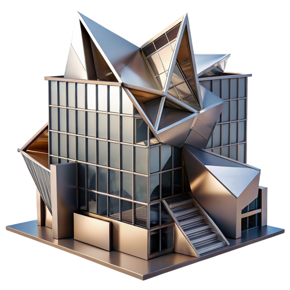 elegant classic Deconstructivist Office Building detailed png