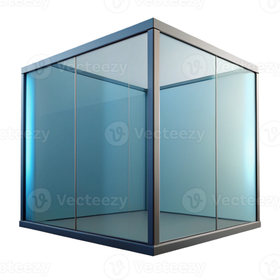 dramatic unparalleled Professional render, hyper-specific, isolated cutout of a single, glass curtain wall panel with Transparent Background png