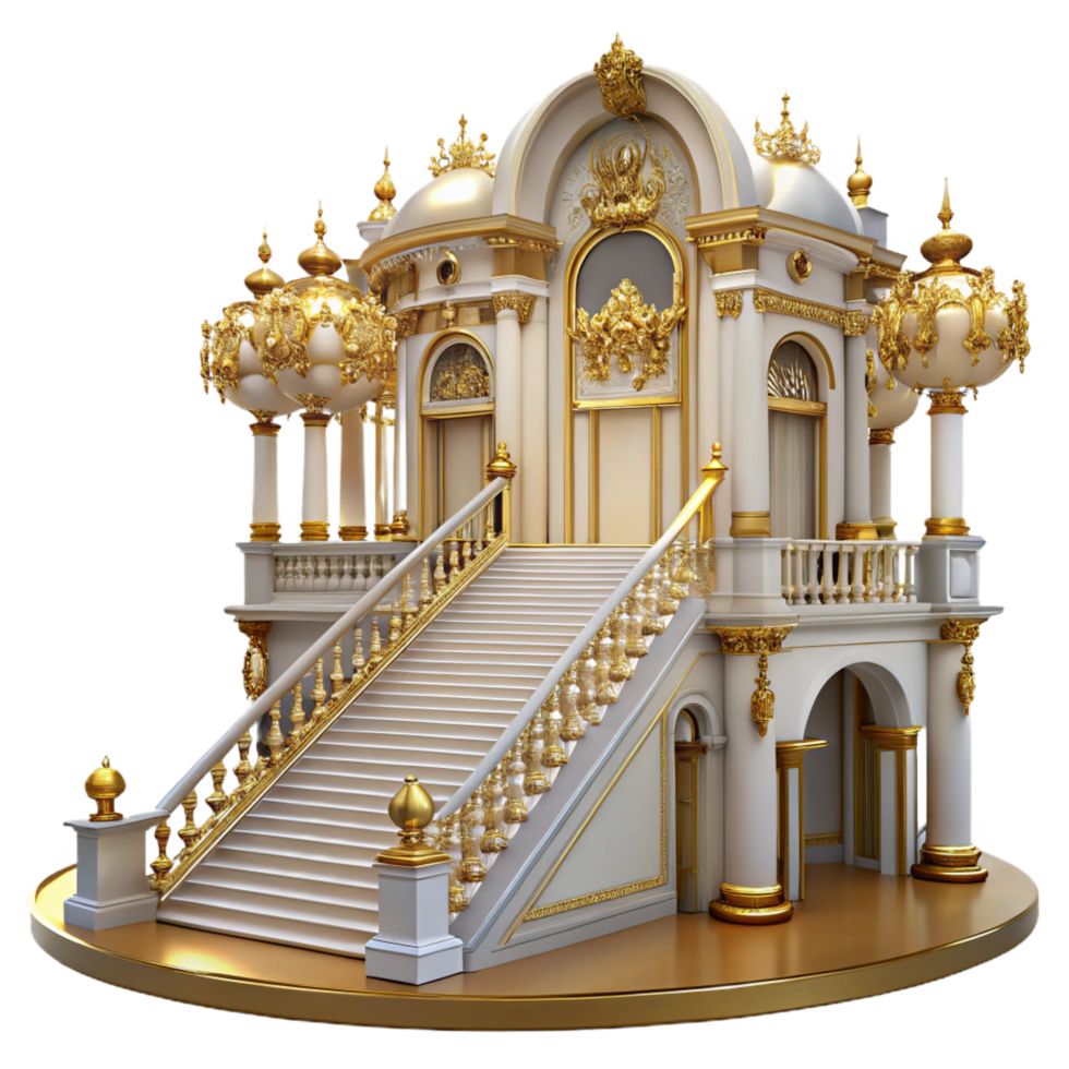 vibrant rustic Baroque Palace Grand Staircase Gilded detailed png