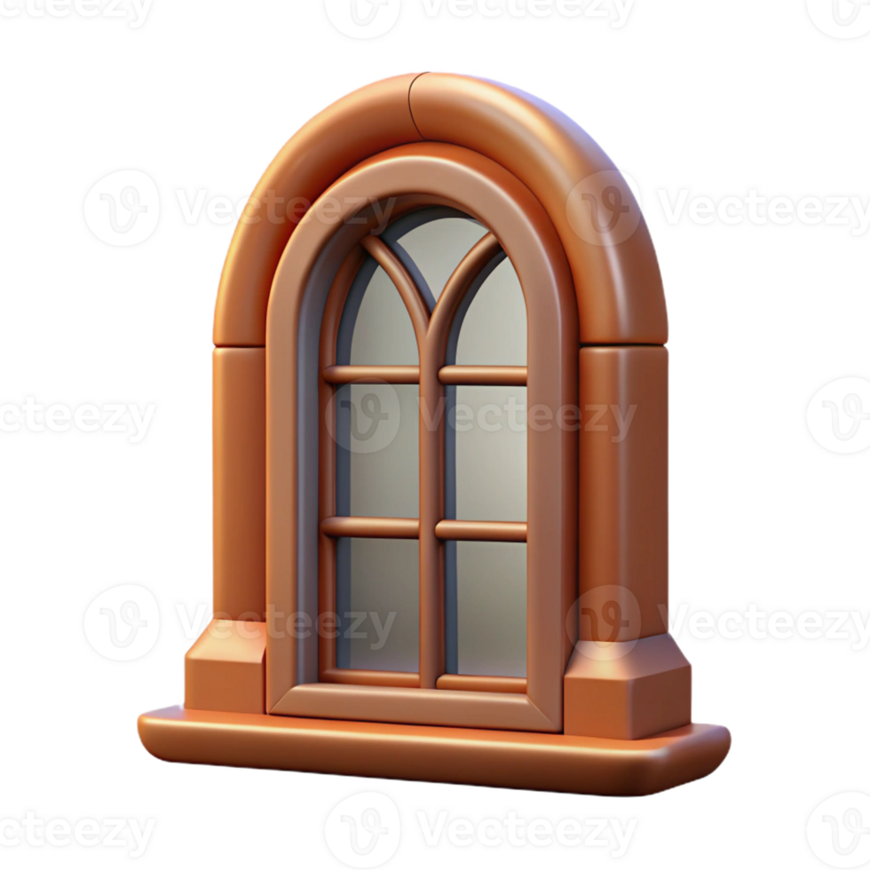 ethereal splendid Hyper-specific professional render of a single, Romanesque style, arched window keystone Isolated cutout with Transparent Background museum quality png