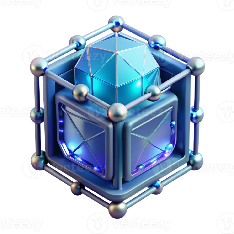 dramatic captivating Data storage crystal with glowing internal structure and data streams with Transparent Background ultra HD png