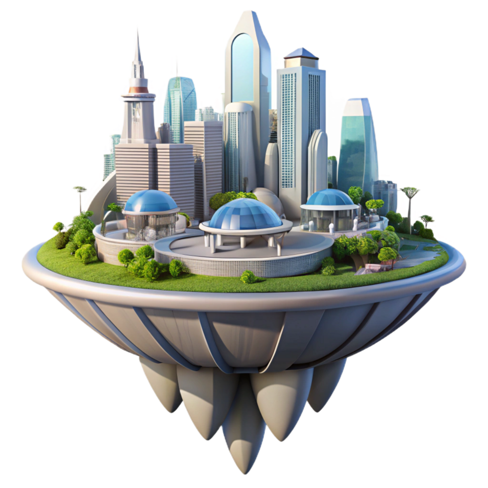 serene modern Floating Island City Futuristic high resolution png