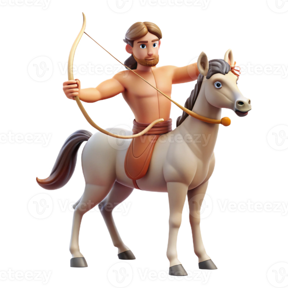 dreamy striking Centaur, half-man, half-horse, archer, with Transparent Background expertly shot png