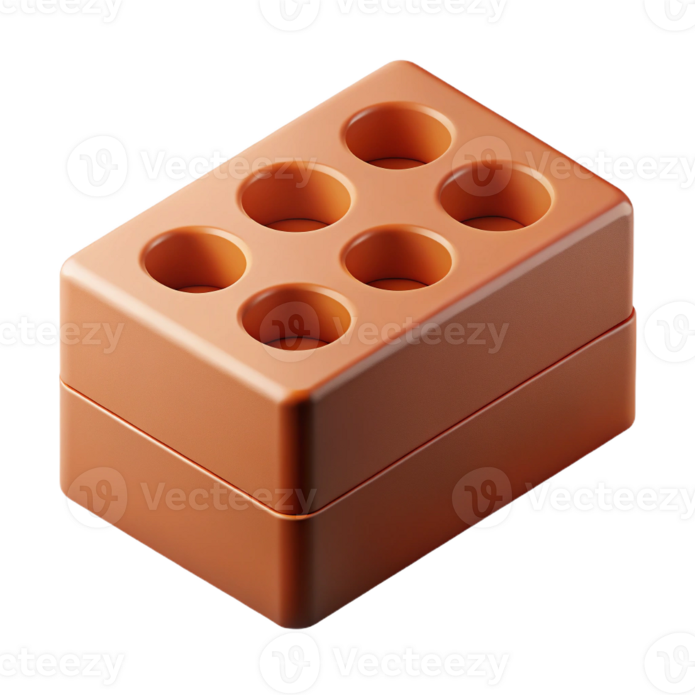 dreamy sumptuous Ultra-detailed, photorealistic isolated cutout of a single, clay brick with mortar with Transparent Background sharp png