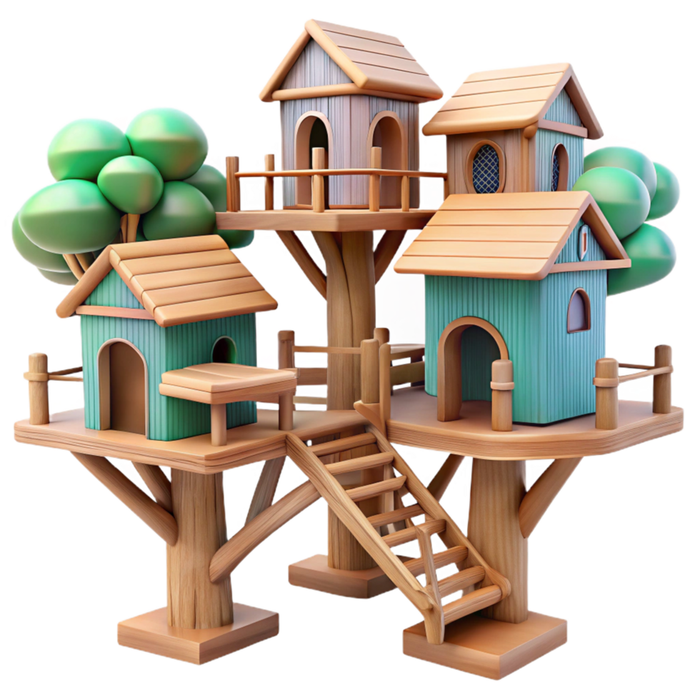 vibrant abstract Treehouse Village Interconnected Wooden original png