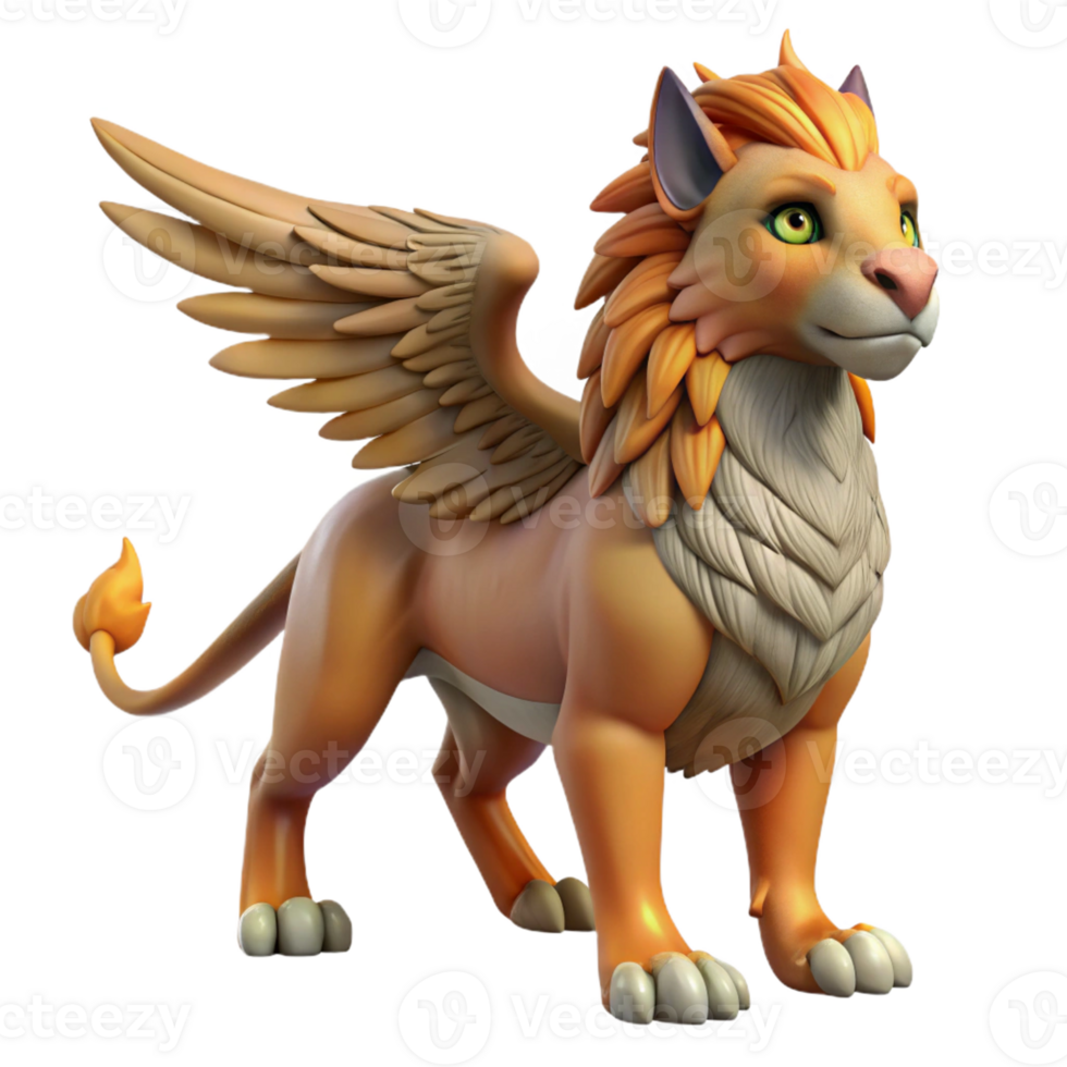 coveted victorian Griffin, eagle-lion hybrid creature, with Transparent Background perfect clarity png