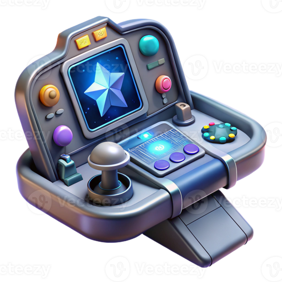 aclamado clássico nave espacial navegação console com holográfico Estrela gráfico e controles com transparente fundo original png