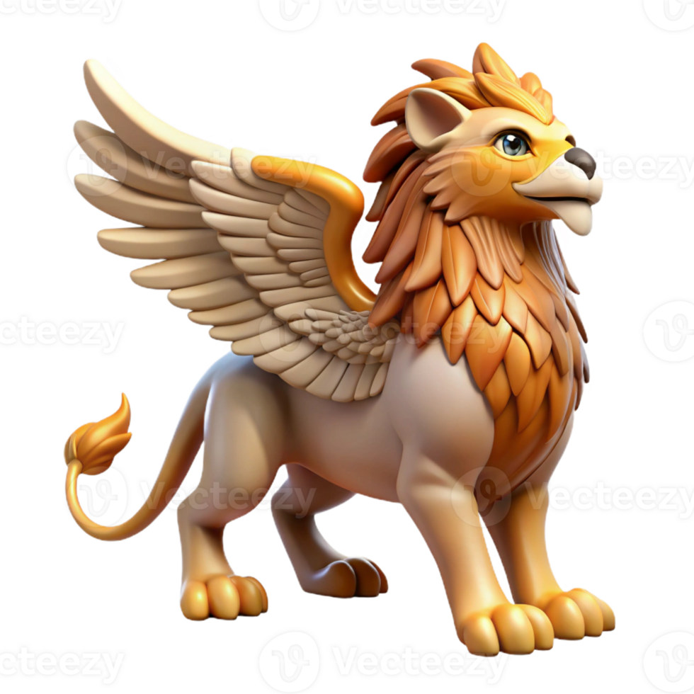 exceptional futuristic Griffin, mythical creature, lion and eagle, with Transparent Background exclusive png