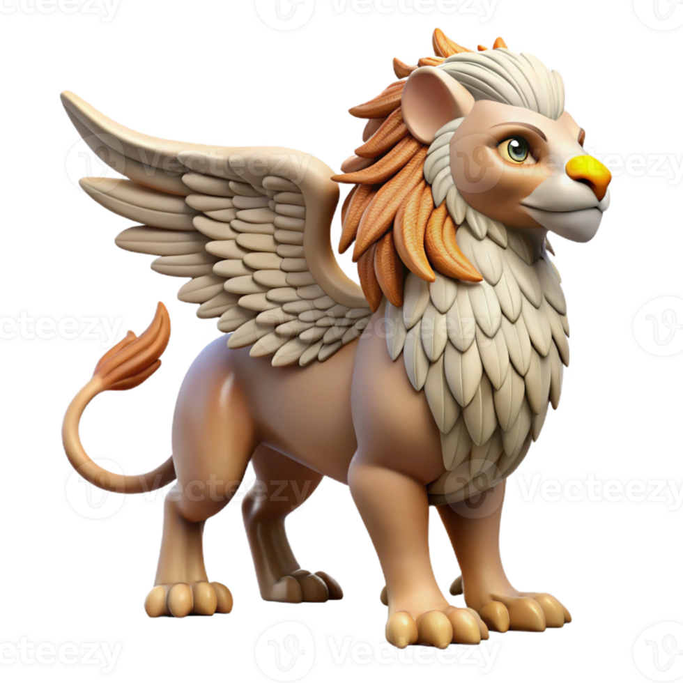 beautiful intense renaissance Griffin, mythical creature, lion and eagle, with Transparent Background high resolution png