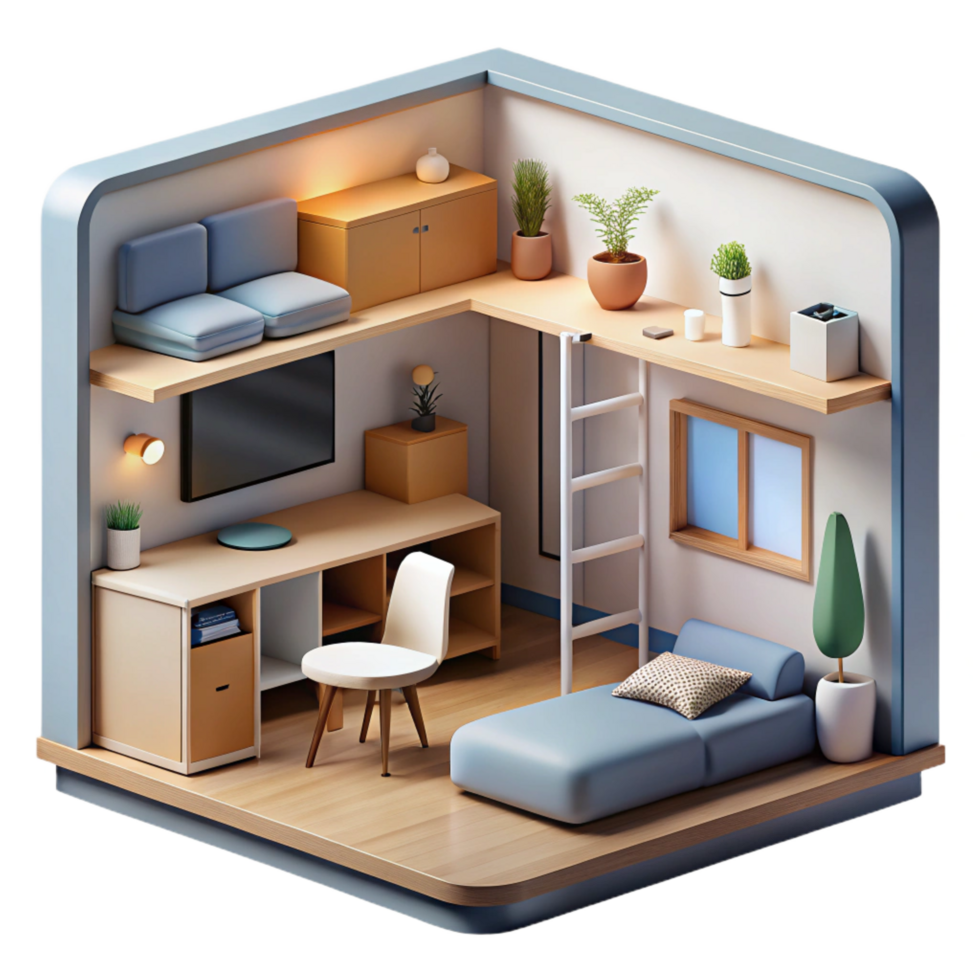 stunning contemporary Micro Apartment Compact Design Multi professional png