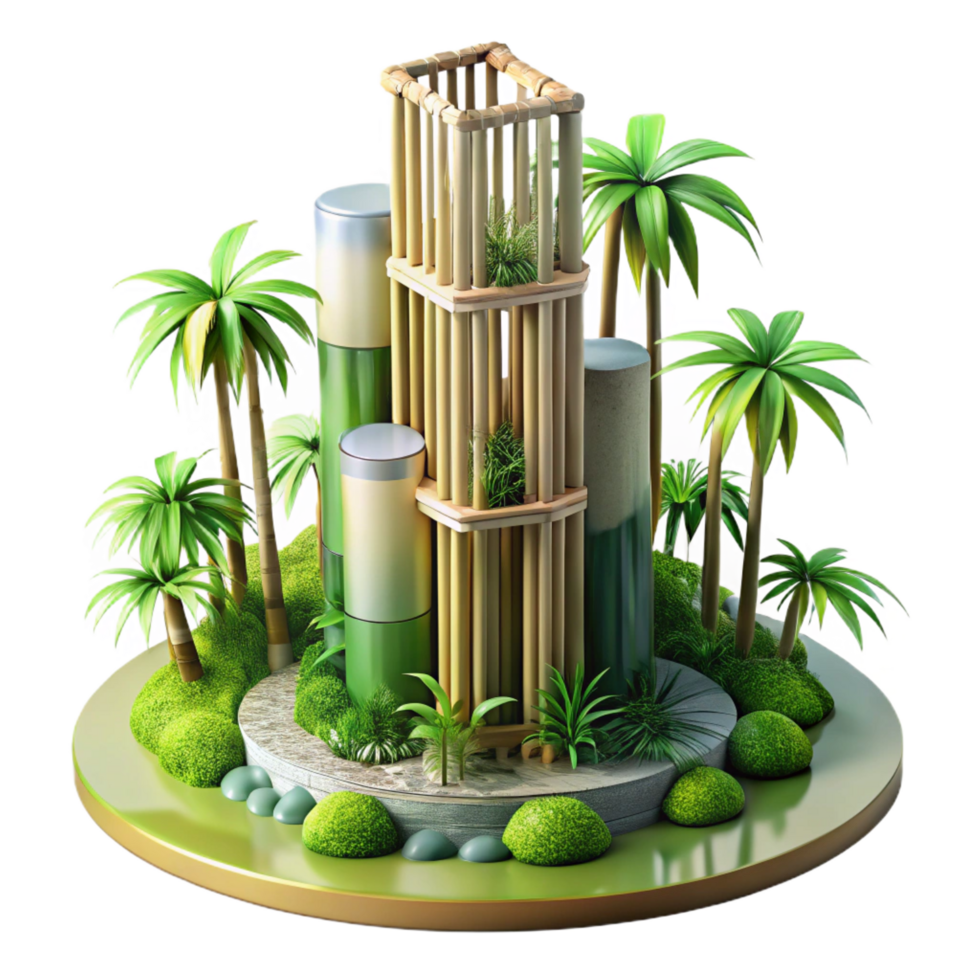impressive classic Bamboo Skyscraper Sustainable Design detailed png