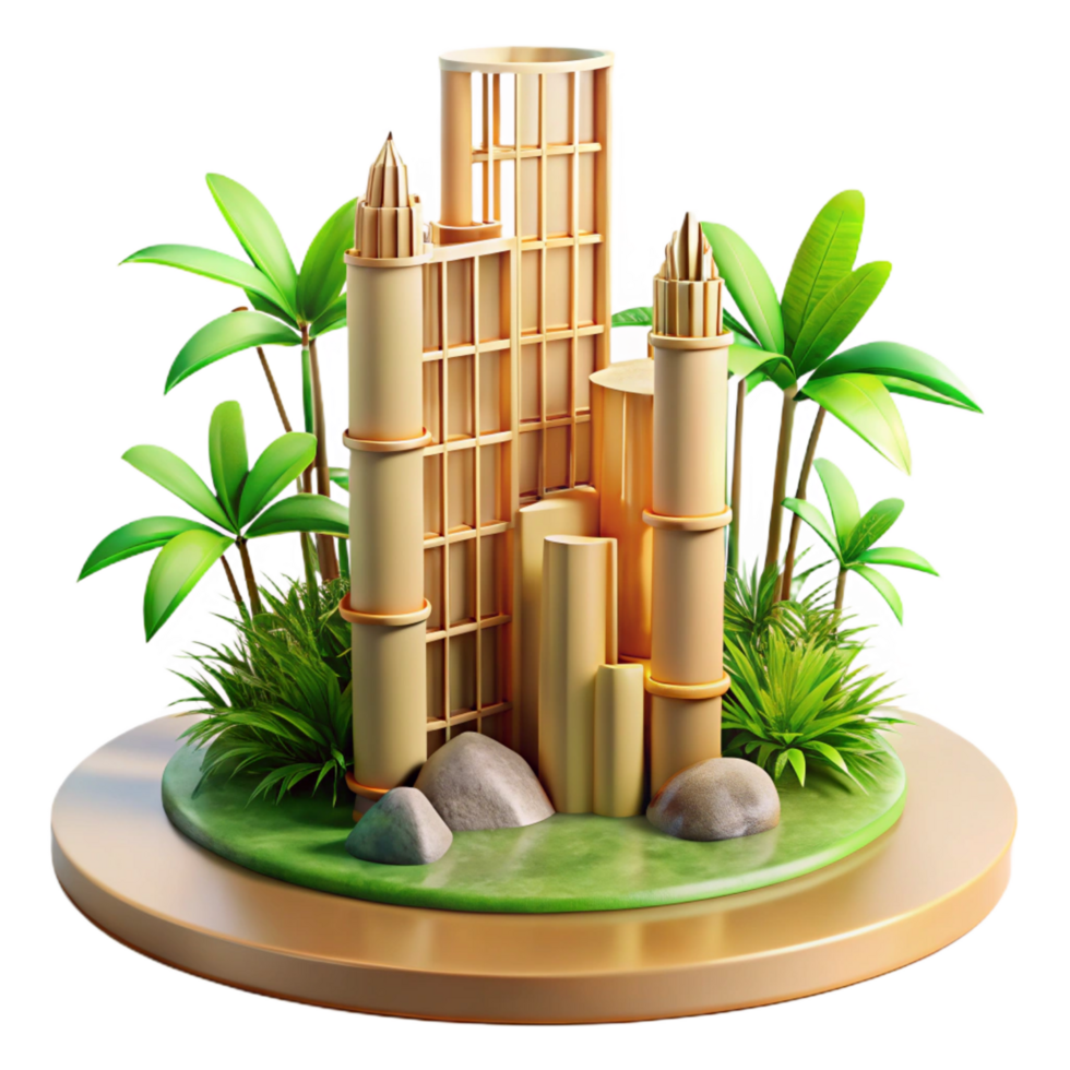 dramatic vintage Bamboo Skyscraper Sustainable Design high resolution png