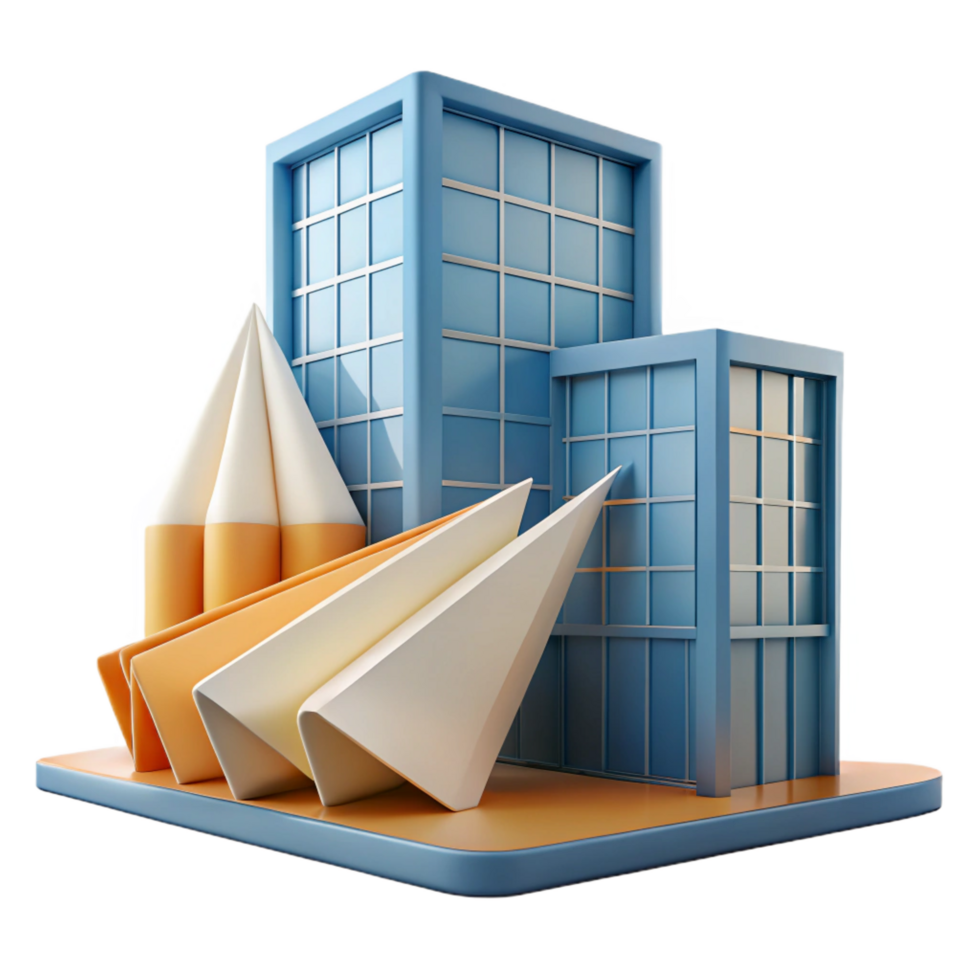 serene abstract Origami Inspired Building Folded Planes exclusive png