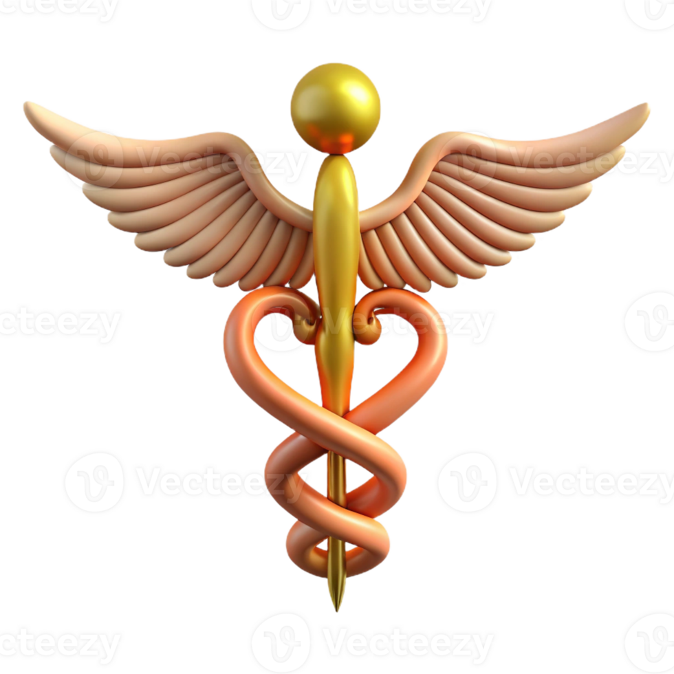 dazzling geometric Caduceus, Hermes' staff, with Transparent Background exclusive png