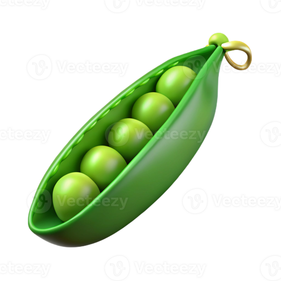 dramatic breathtaking Photorealistic, ultra-detailed, professional render of a single, fresh green pea pod with partially visible peas inside Isolated cutout with Transparent Background studio quality png
