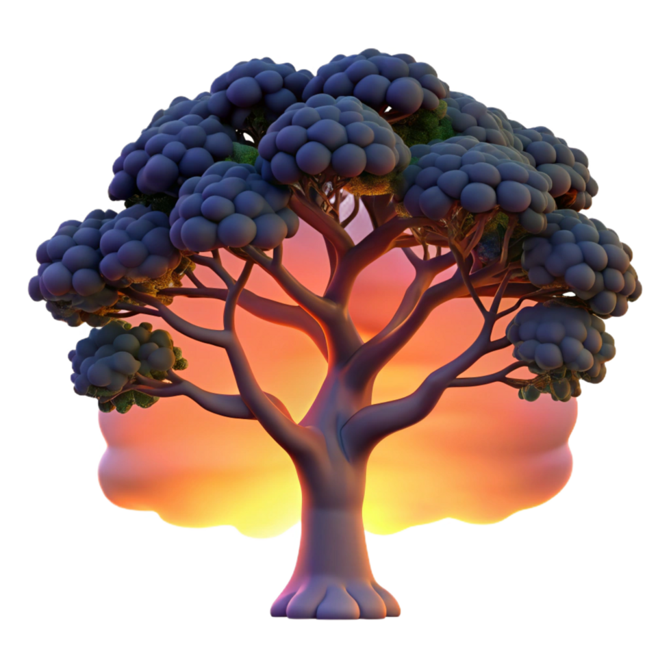 impressive abstract A Gnarled Oak Tree Silhouetted Against a 4K png