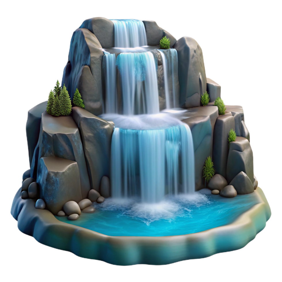 stunning minimalist A Cascading Waterfall Plunging Into a professional png