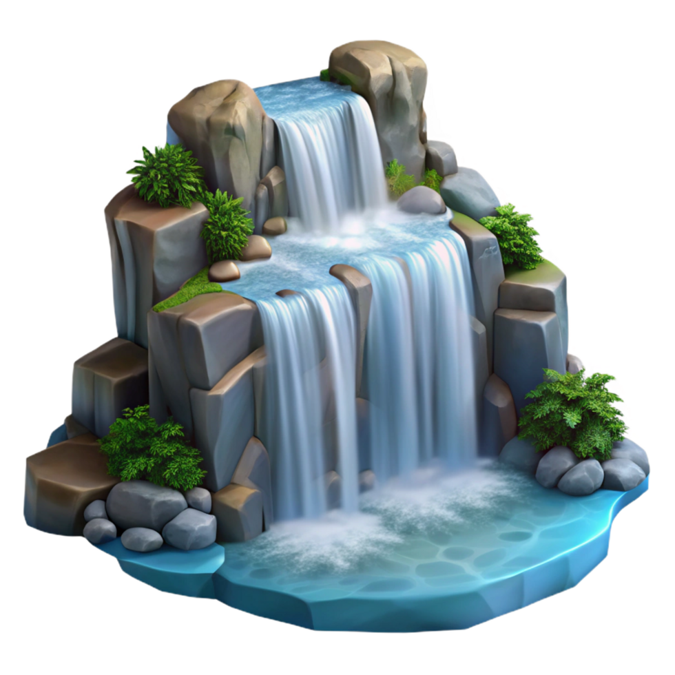 vibrant contemporary A Cascading Waterfall Plunging Into a genuine png