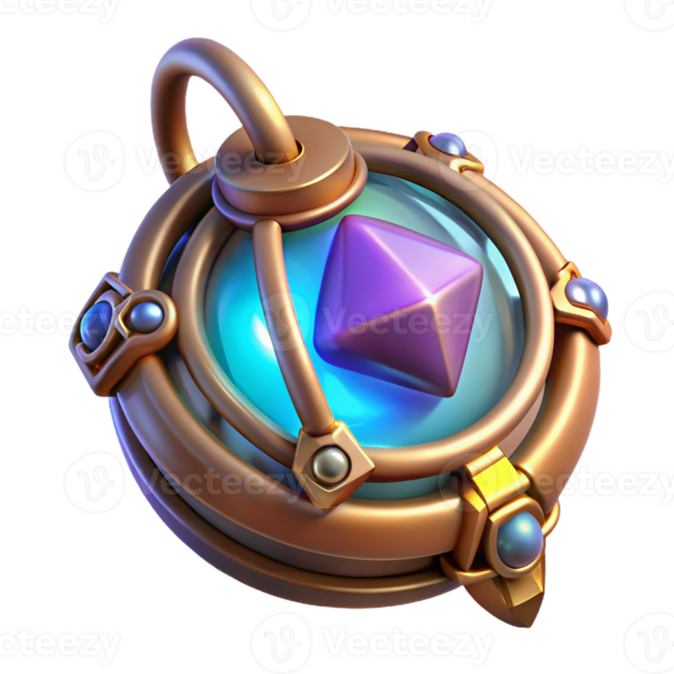 distinguished elegant Amulet of Power, glowing magical artifact, with Transparent Background crisp png