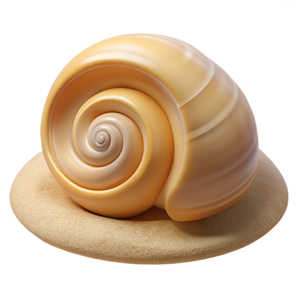 vibrant modern A Spiral Seashell Resting on White Sand original png
