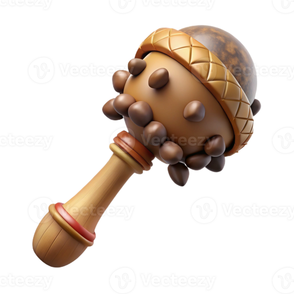bold elegant Hyper-specific, professional render of a tribal shaman's ceremonial rattle made of dried gourd and pebbles with Transparent Background refined png