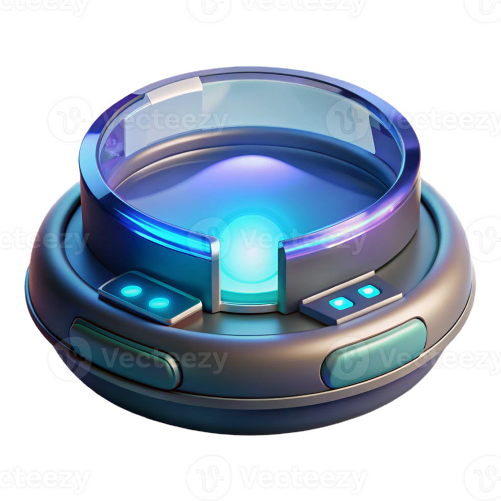 dazzling geometric Hyper-specific, professional render of a futuristic, sleek communication device with holographic display with Transparent Background genuine png