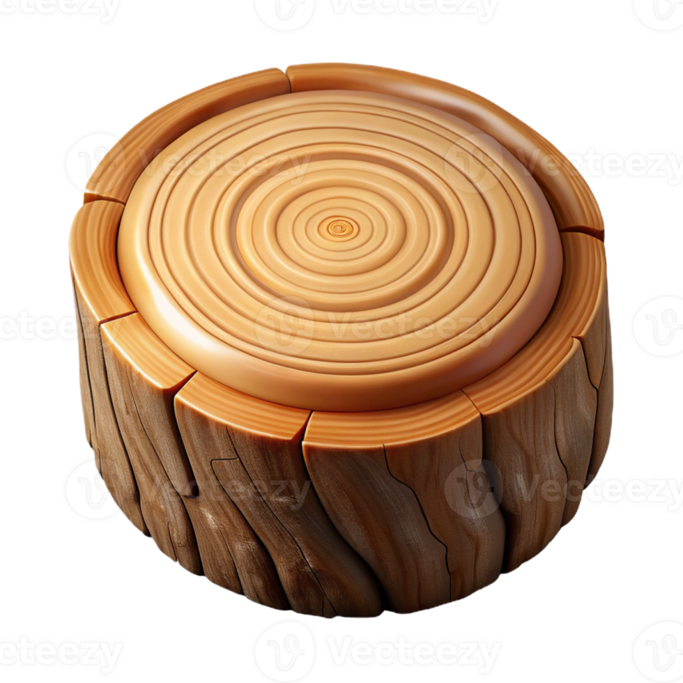 celebrated nordic Photorealistic, ultra-detailed, professional render of a single, cross-section of a tree trunk showcasing growth rings Isolated cutout with Transparent Background 4K png