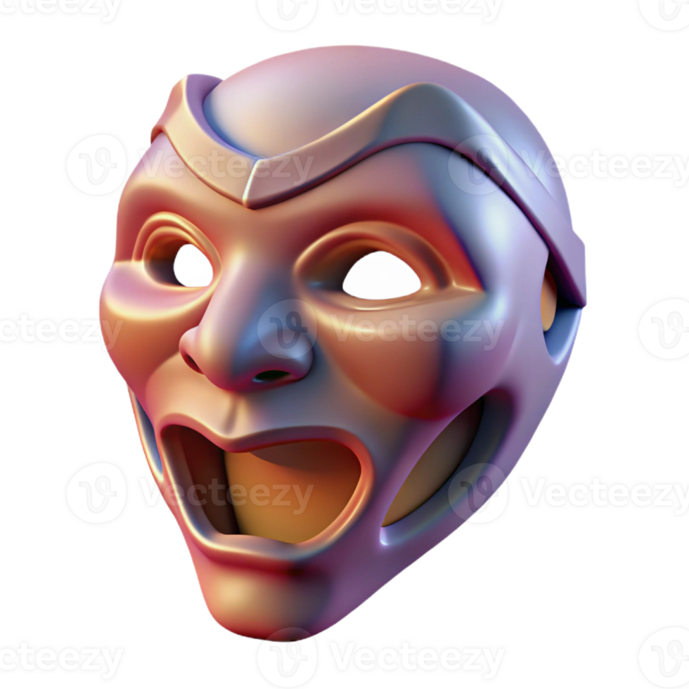 celebrated urban Ultra-detailed, professional render of a floating mask with features constantly shifting and changing with Transparent Background crisp png