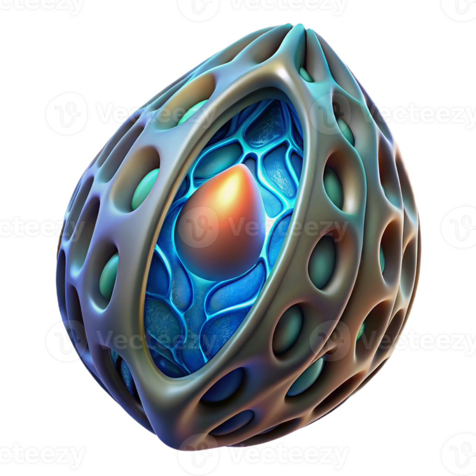dynamic elegant Alien seed pod with glowing interior and intricate organic patterns with Transparent Background ultra HD png