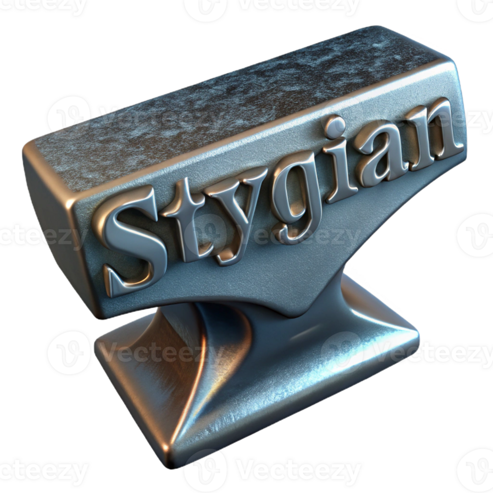 elegant timeless Stygian Iron, metal from the Underworld, with Transparent Background png