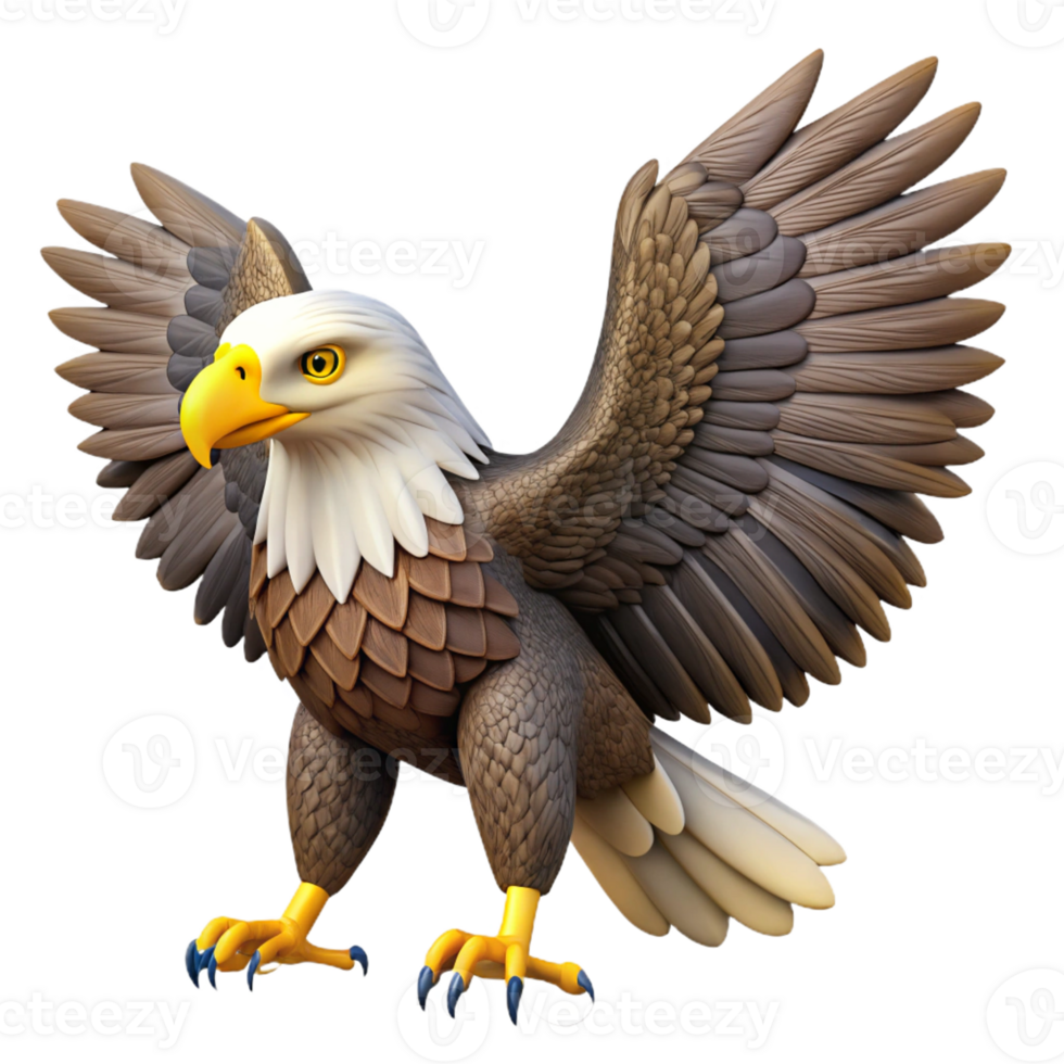 beautiful standout A majestic bald eagle with spread wings, with Transparent Background png