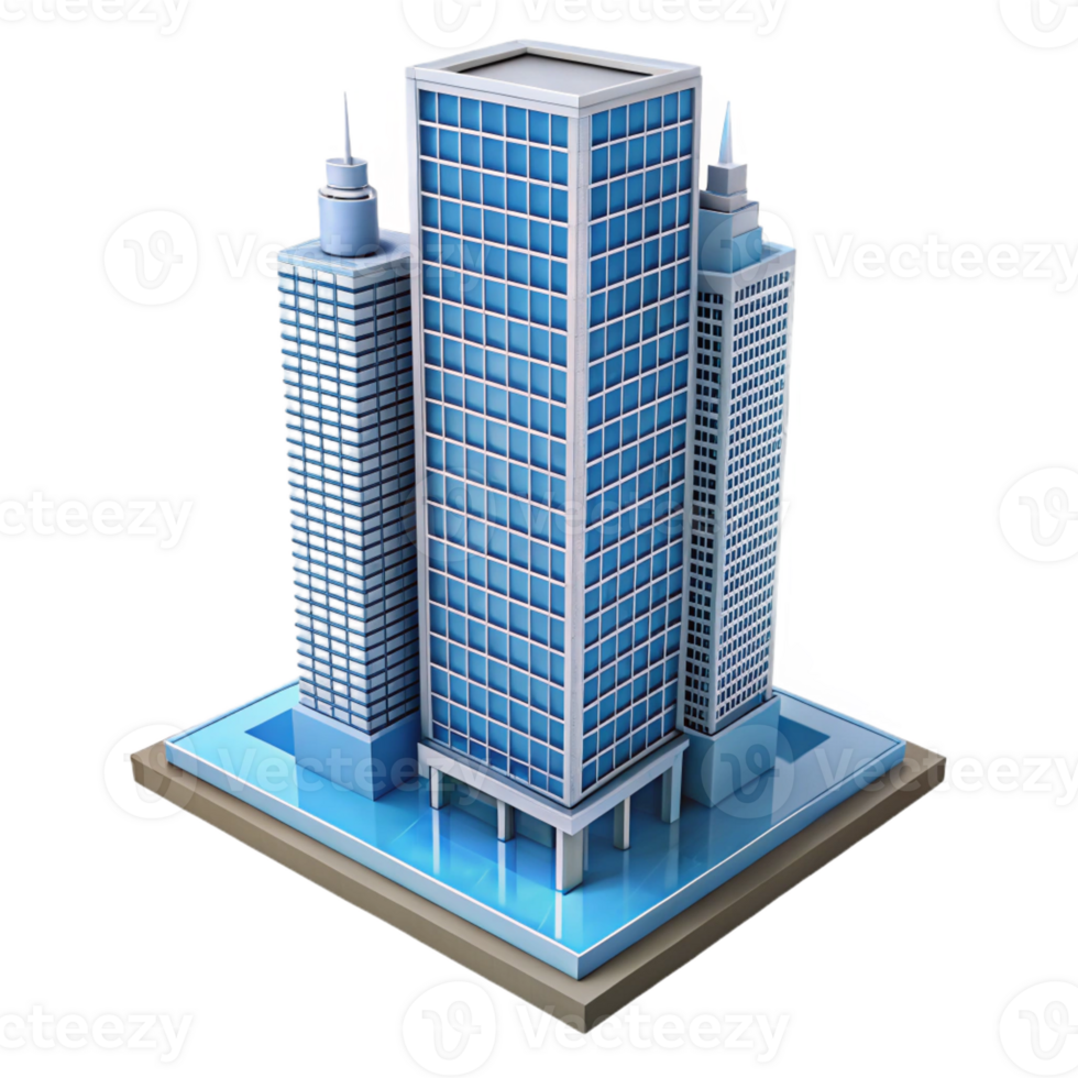 acclaimed bohemian Modern skyscraper architectural model with Transparent Background high resolution png