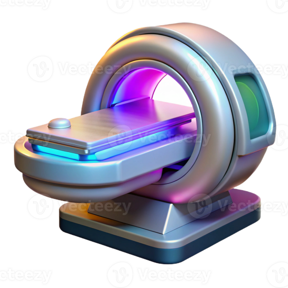 requintado renascimento hiperespecífico, profissional render do uma futurista, compactar médico scanner com holográfico interface com transparente fundo precisão png