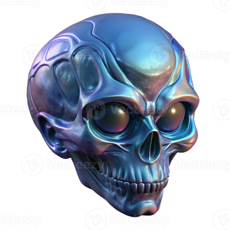 exquisite acclaimed Photorealistic, ultra-detailed, hyper-specific professional render of a single, crystalline alien skull with intricate patterns with Transparent Background png