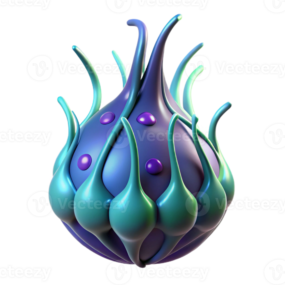 exquisite harmonious organic Photorealistic, ultra-detailed, hyper-specific professional render of a single, bioluminescent alien seed pod with glowing tendrils with Transparent Background impeccable png