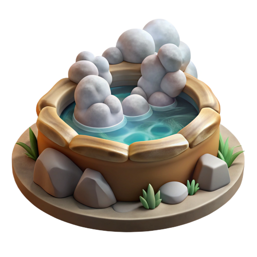elegant creative A Bubbling Hot Spring Steaming Water professional png