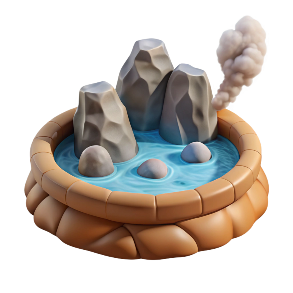 impressive vintage A Bubbling Hot Spring Steaming Water 4K png