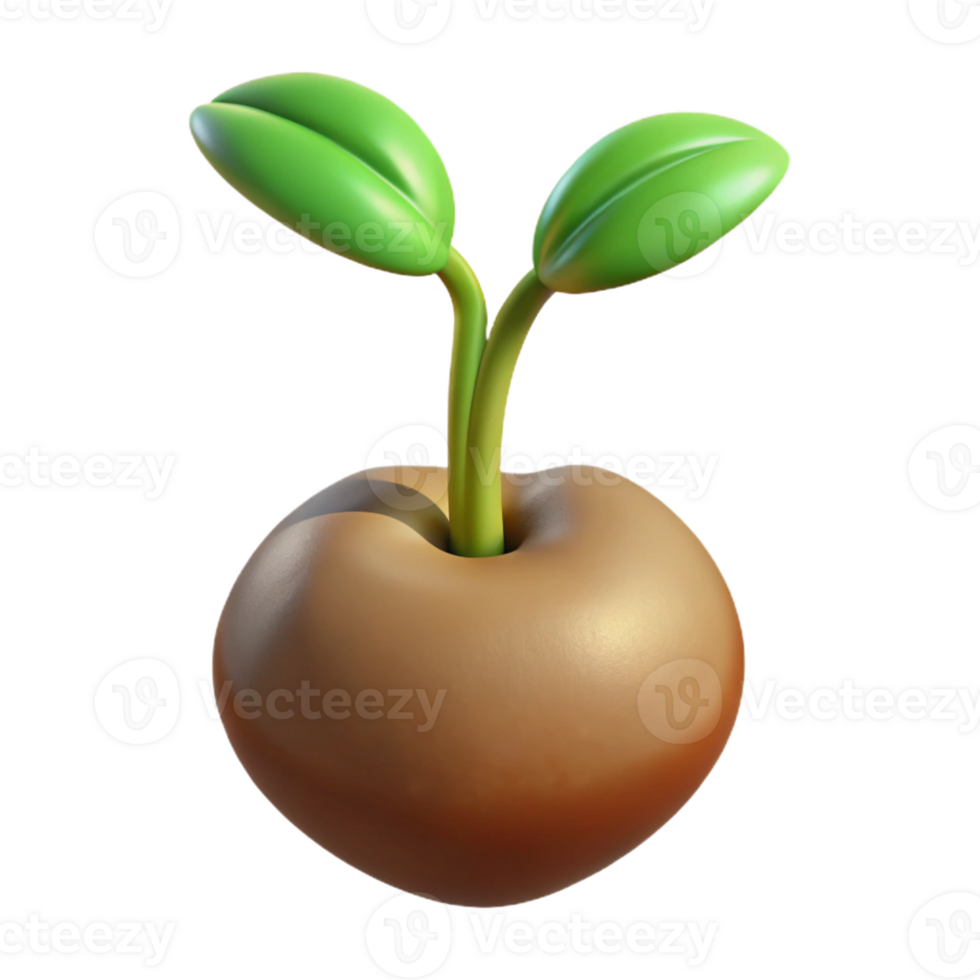 elegant melancholic nordic Hyper-specific, photorealistic, isolated cutout of a single, germinating seed with emerging sprout and root with Transparent Background high quality png