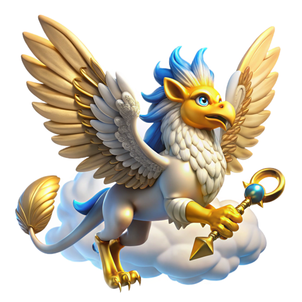 stunning creative A Majestic Griffin with Golden Feathers high resolution png