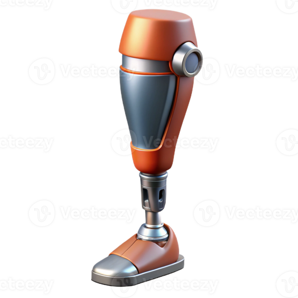 energetic glorious Ultra-detailed, photorealistic isolated cutout of a single, advanced cybernetic leg prosthesis with realistic skin texture with Transparent Background high quality png