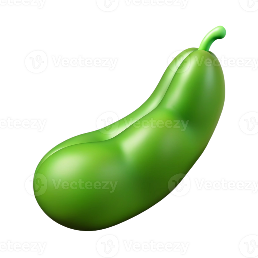 breathtaking whimsical avant-garde Hyper-specific, isolated cutout, photorealistic depiction of a single, green bean with visible fibrous texture with Transparent Background crisp png
