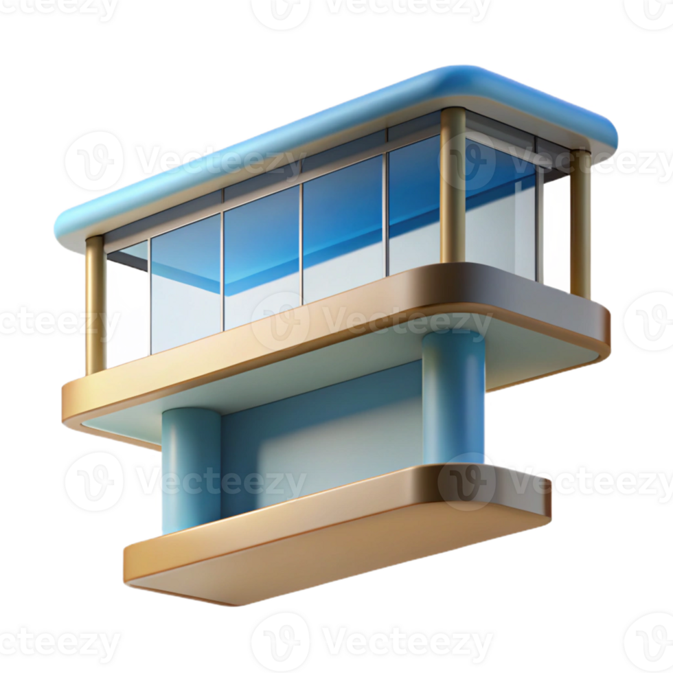 elegant unforgettable Fallingwater cantilevered balcony, with Transparent Background png