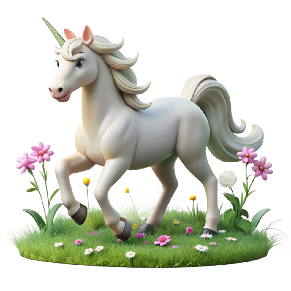 beautiful rustic A Graceful Unicorn with a Silver Horn and 4K png
