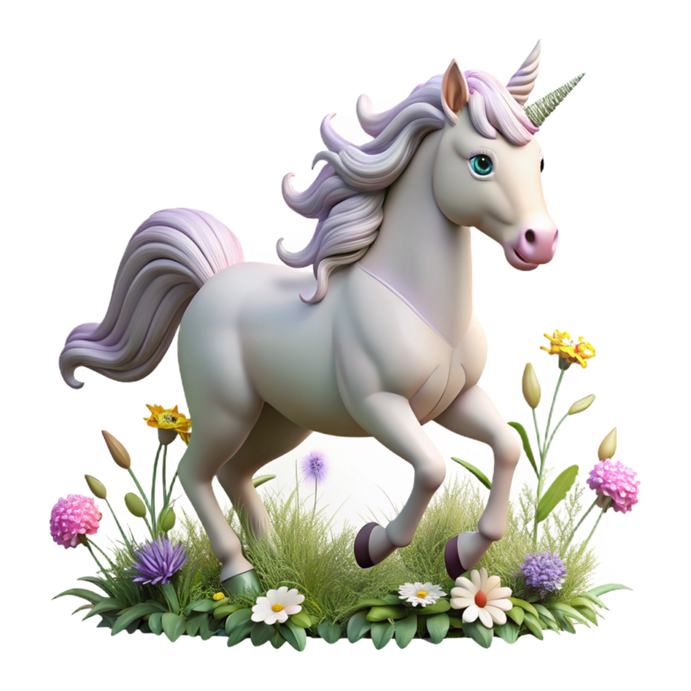 wonderful creative A Graceful Unicorn with a Silver Horn and professional png